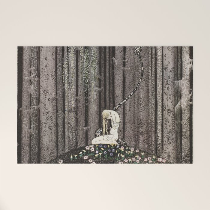 kay nielsen And then she lay on a little green patch in the midst of the gloomy thick wood Welcome Mat Gallery Image 1