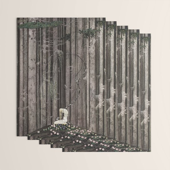 kay nielsen And then she lay on a little green patch in the midst of the gloomy thick wood Wrapping Paper Gallery Image 3