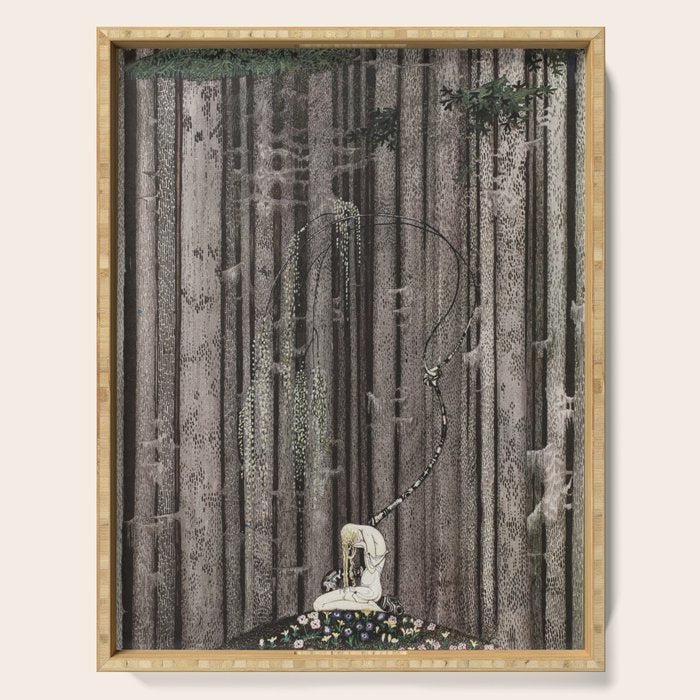 kay nielsen And then she lay on a little green patch in the midst of the gloomy thick wood Serving Tray Gallery Image 1