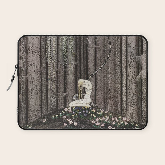 kay nielsen And then she lay on a little green patch in the midst of the gloomy thick wood Laptop Sleeve Gallery Image 1