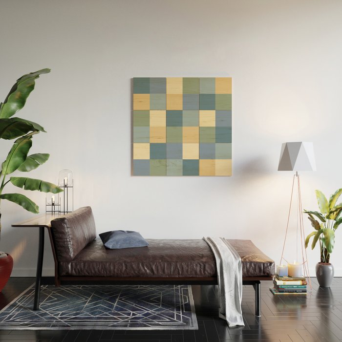 Bold Natural Checks Pattern - Large VIII Wood Wall Art Gallery Image 2