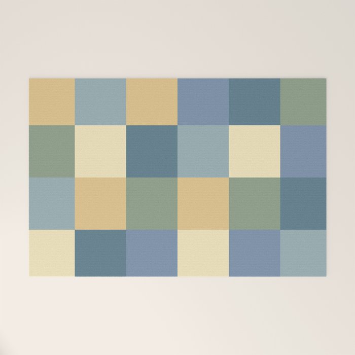 Bold Natural Checks Pattern - Large VIII Welcome Mat Gallery Image 1