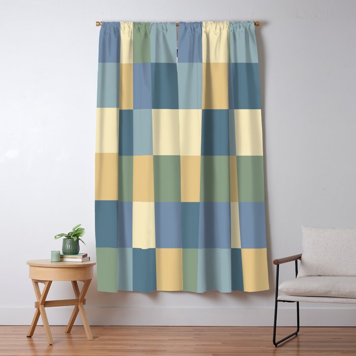 Bold Natural Checks Pattern - Large VIII Window Curtain Gallery Image 5