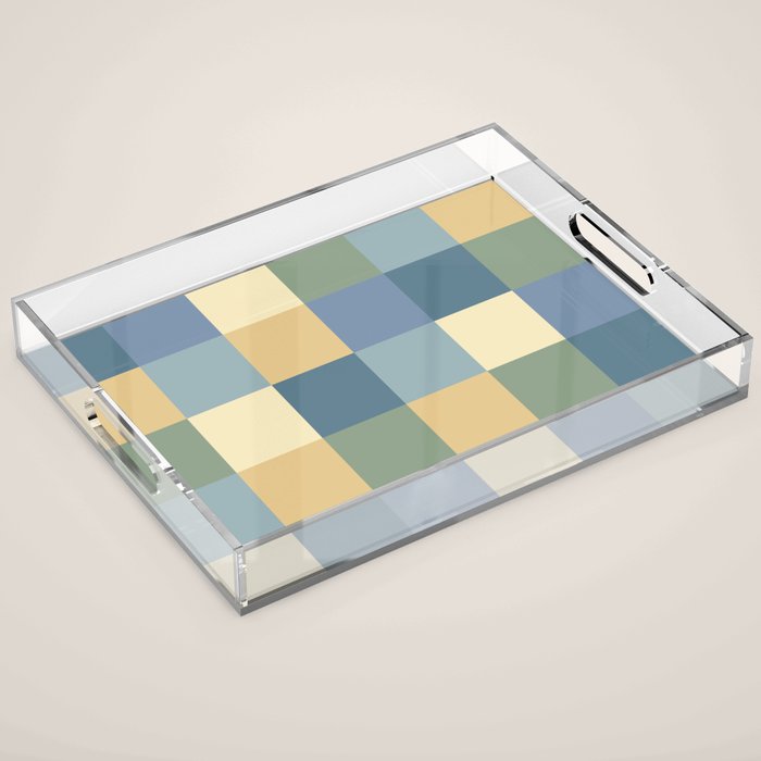 Bold Natural Checks Pattern - Large VIII Acrylic Tray Gallery Image 1