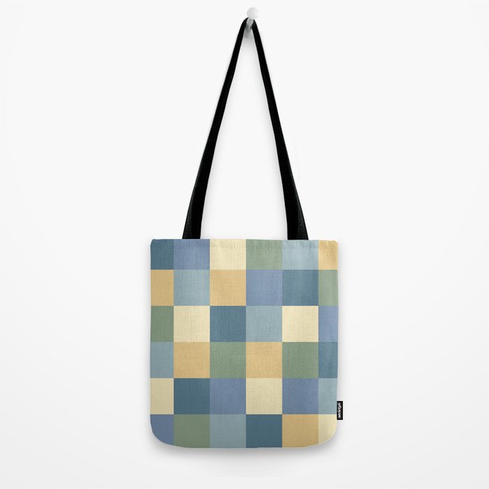 Bold Natural Checks Pattern - Large VIII Tote Bag Gallery Image 2