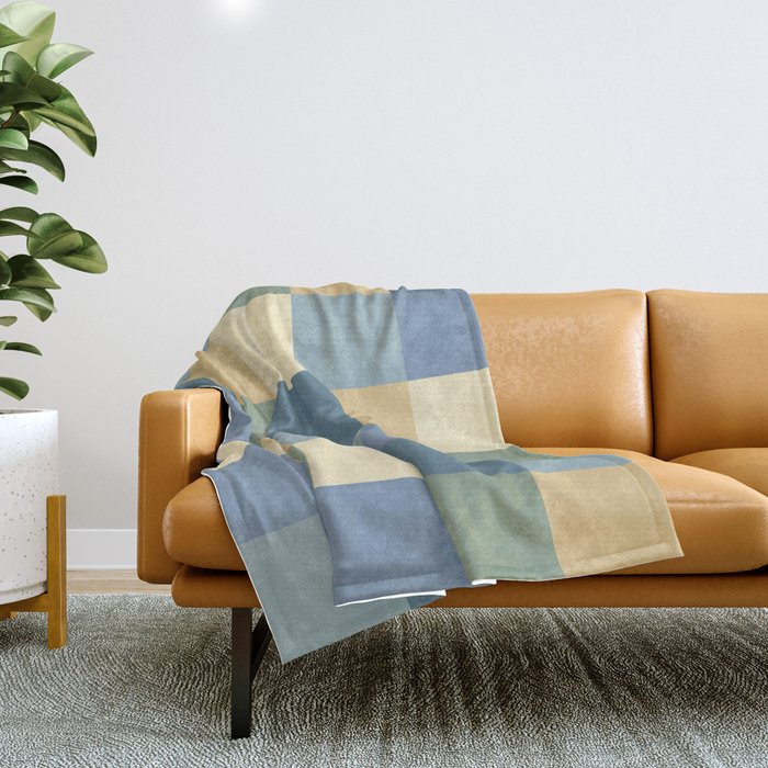 Bold Natural Checks Pattern - Large VIII Throw Blanket Gallery Image 1