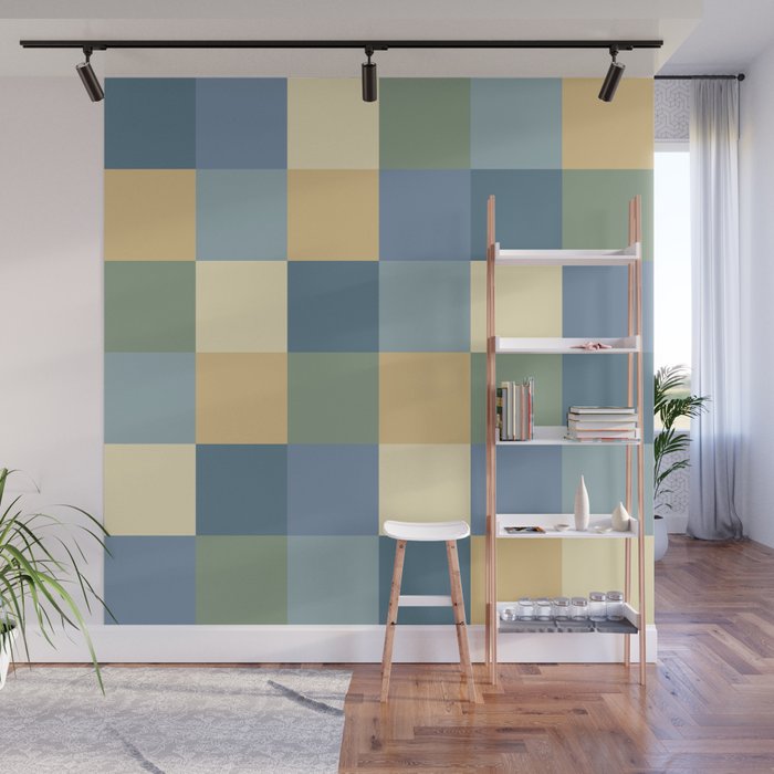 Bold Natural Checks Pattern - Large VIII Wall Mural Gallery Image 1