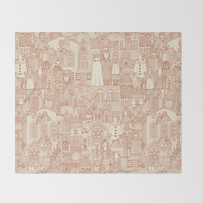 vintage halloween rust ivory Throw Blanket Gallery Image 2