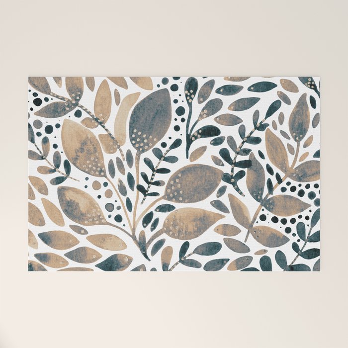 Watercolor branches and leaves - neutral Welcome Mat Gallery Image 1