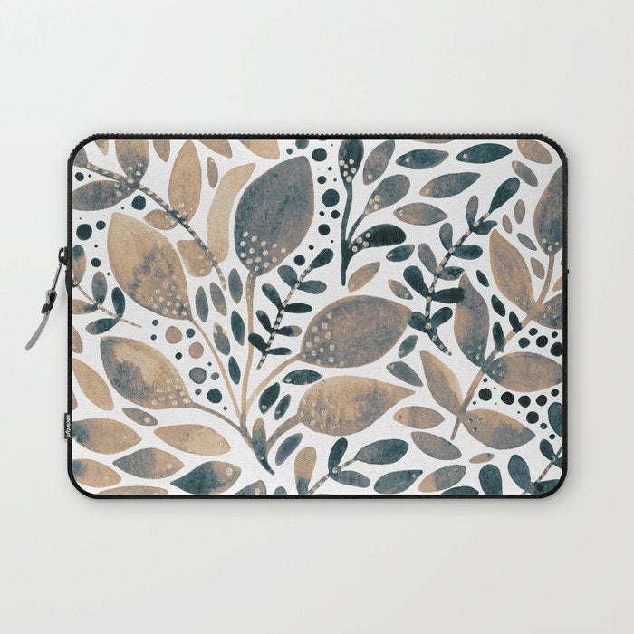 Watercolor branches and leaves - neutral Laptop Sleeve Gallery Image 1