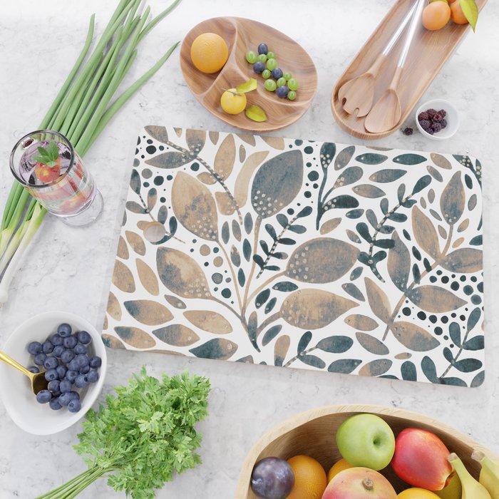Watercolor branches and leaves - neutral Cutting Board Gallery Image 2