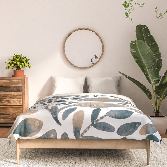 Watercolor branches and leaves - neutral Comforter Gallery Image 3