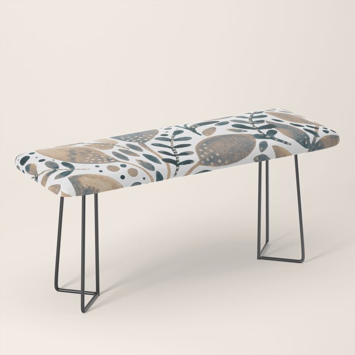 Watercolor branches and leaves - neutral Bench Gallery Image 1