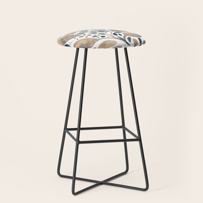 Watercolor branches and leaves - neutral Stool Gallery Image 1