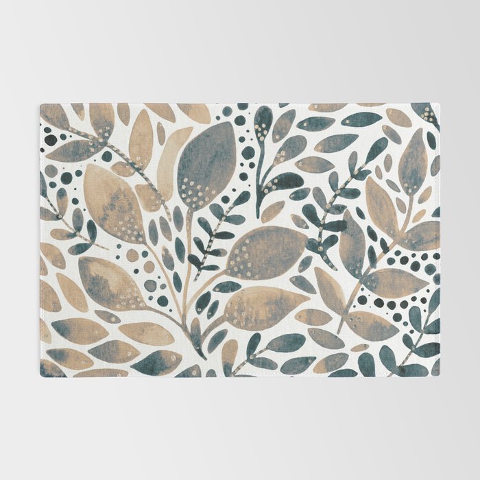 Watercolor branches and leaves - neutral Rug Gallery Image 2