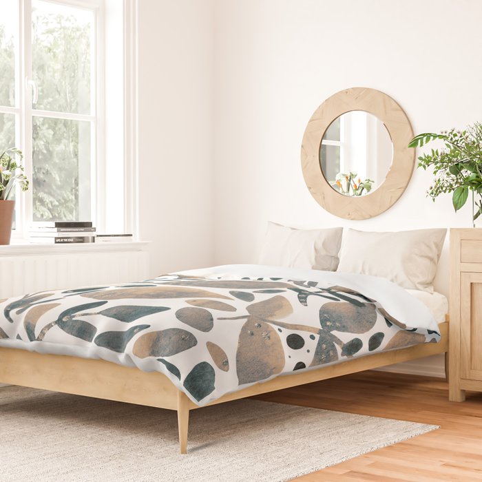 Watercolor branches and leaves - neutral Duvet Cover Gallery Image 2