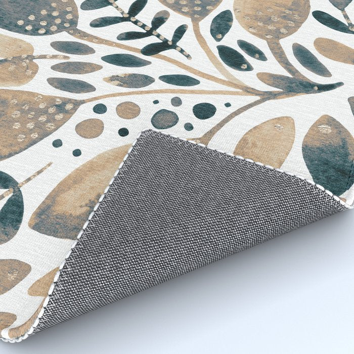Watercolor branches and leaves - neutral Rug Gallery Image 4