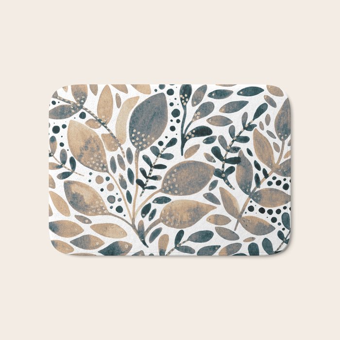 Watercolor branches and leaves - neutral Bath Mat Gallery Image 1