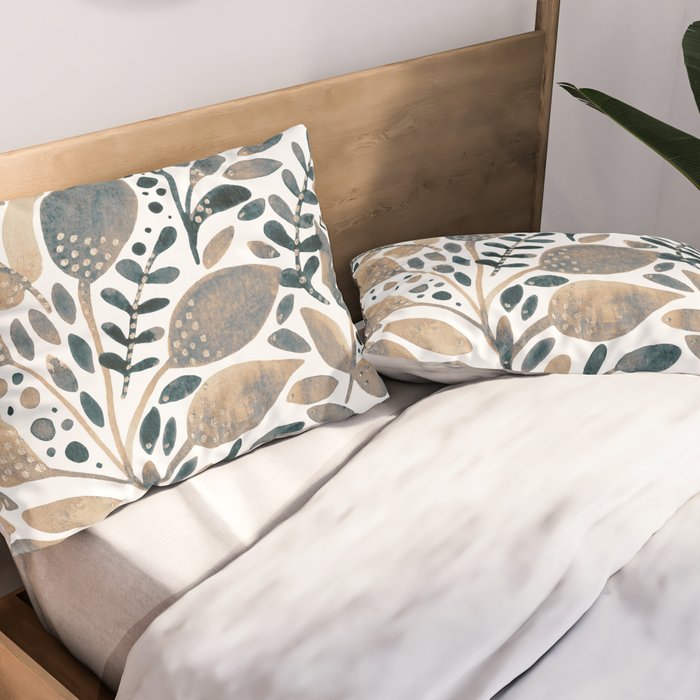 Watercolor branches and leaves - neutral Pillow Sham Gallery Image 2