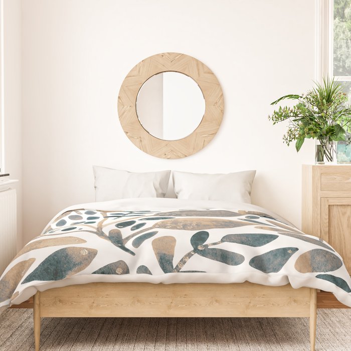 Watercolor branches and leaves - neutral Duvet Cover Gallery Image 3