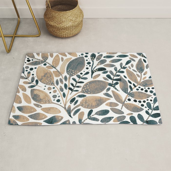 Watercolor branches and leaves - neutral Rug Gallery Image 1