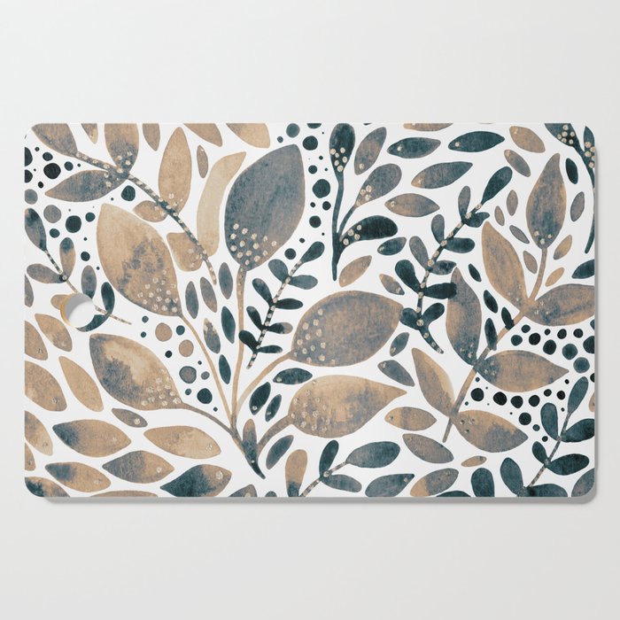 Watercolor branches and leaves - neutral Cutting Board Gallery Image 1