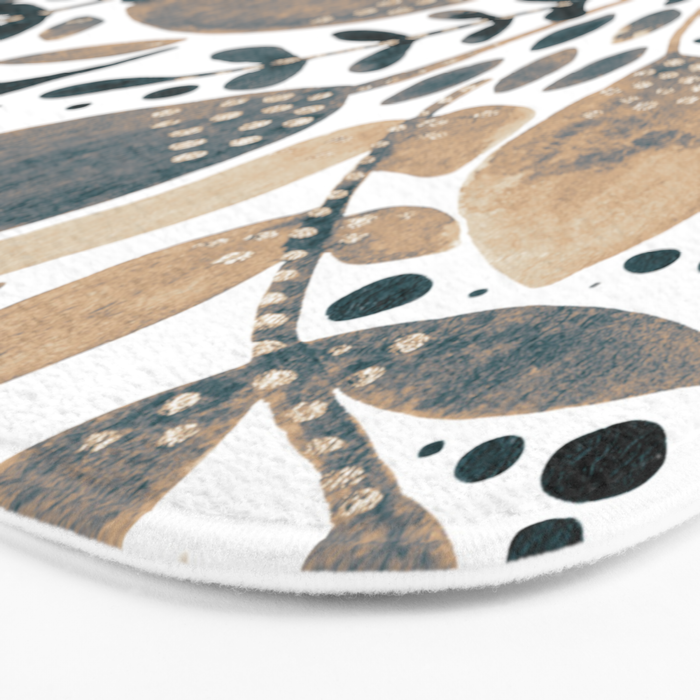 Watercolor branches and leaves - neutral Bath Mat Gallery Image 3