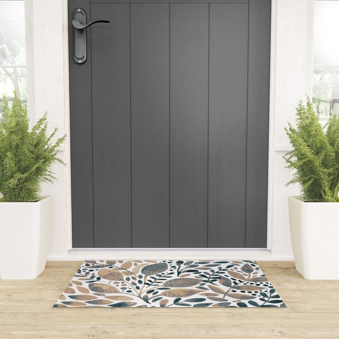 Watercolor branches and leaves - neutral Welcome Mat Gallery Image 3