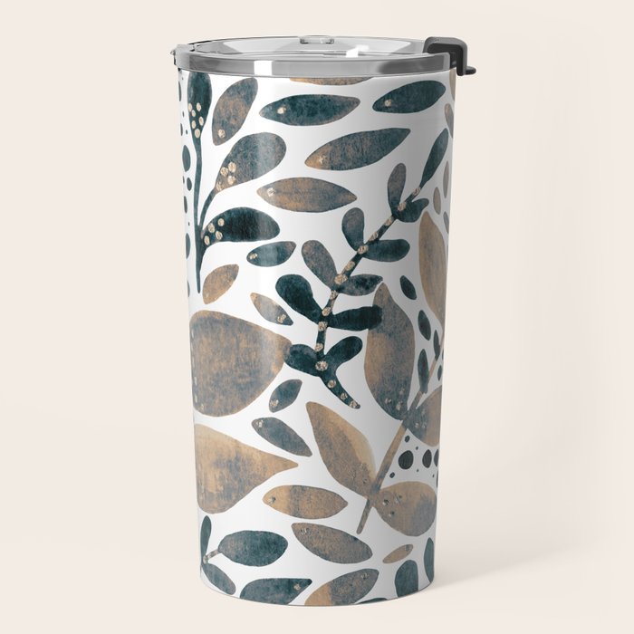 Watercolor branches and leaves - neutral Travel Mug Gallery Image 2