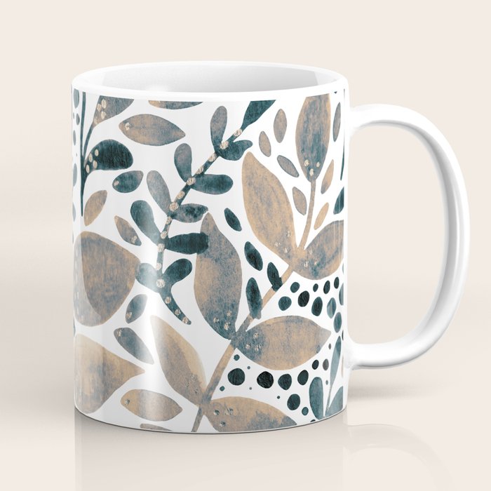 Watercolor branches and leaves - neutral Coffee Mug Gallery Image 1