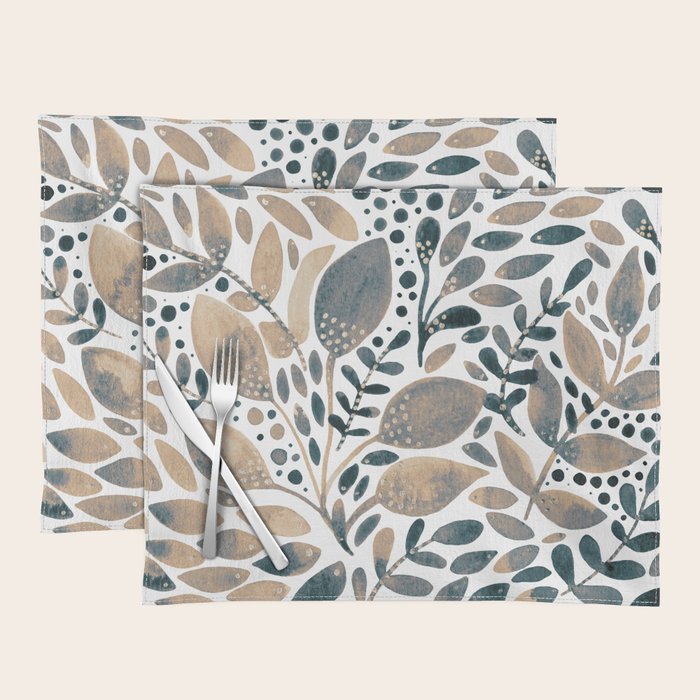 Watercolor branches and leaves - neutral Placemat