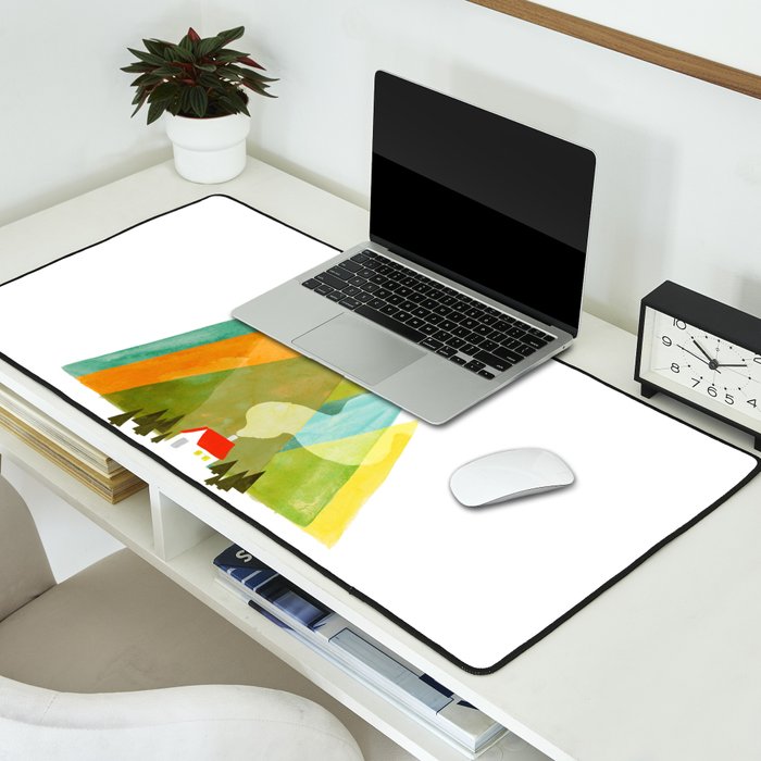 House at the foot of the mountains Desk Mat Gallery Image 2