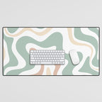 Liquid Swirl Abstract Pattern in Celadon Sage Desk Mat Gallery Image 1
