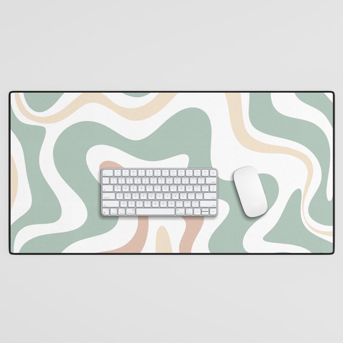 Liquid Swirl Abstract Pattern in Celadon Sage Desk Mat Gallery Image 1