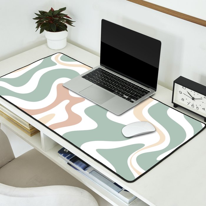 Liquid Swirl Abstract Pattern in Celadon Sage Desk Mat Gallery Image 2
