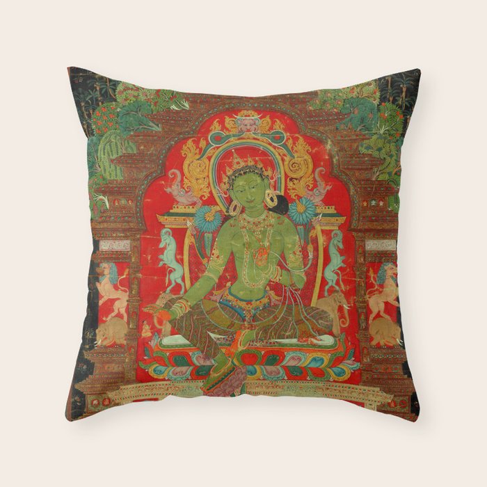 Green Tara, Tibet, 13th century Throw Pillow Gallery Image 6