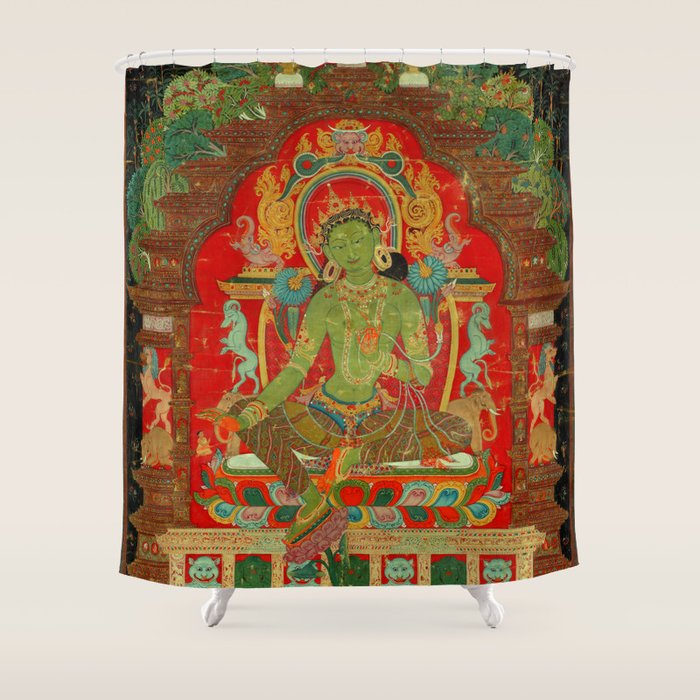 Green Tara, Tibet, 13th century Shower Curtain Gallery Image 1