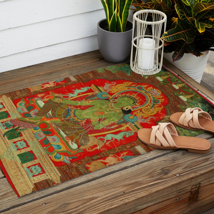 Green Tara, Tibet, 13th century Outdoor Rug Gallery Image 2