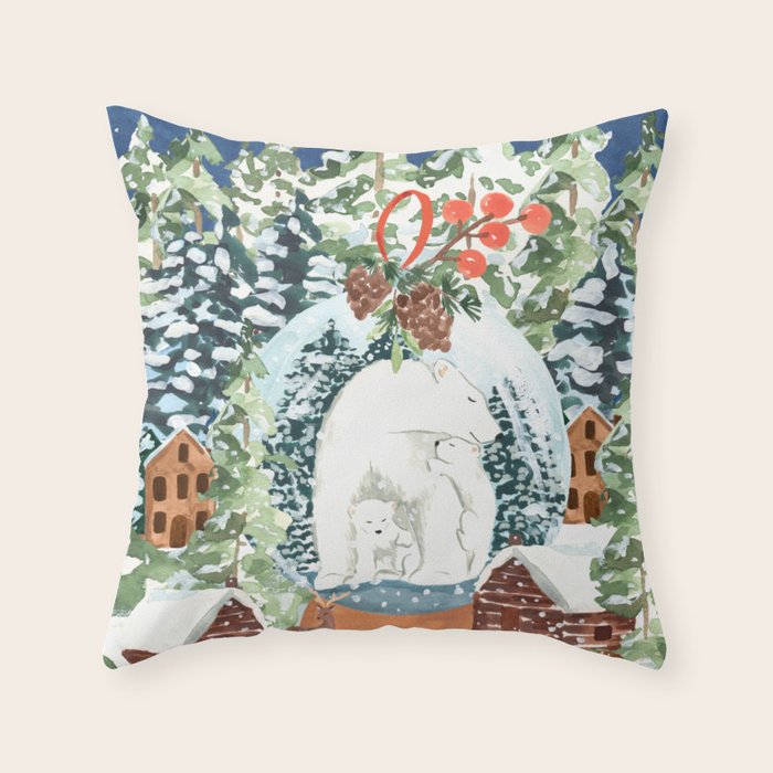 Peaceful Winter Night Throw Pillow Gallery Image 1