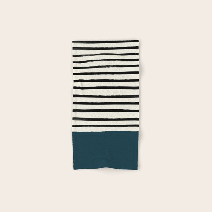 Dark Teal x Stripes Bath Towel Gallery Image 1