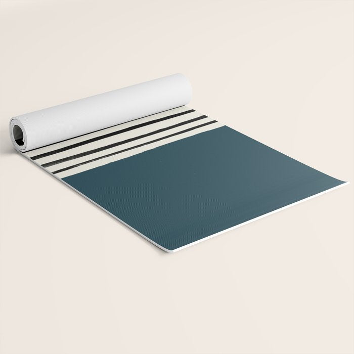 Dark Teal x Stripes Yoga Mat Gallery Image 2