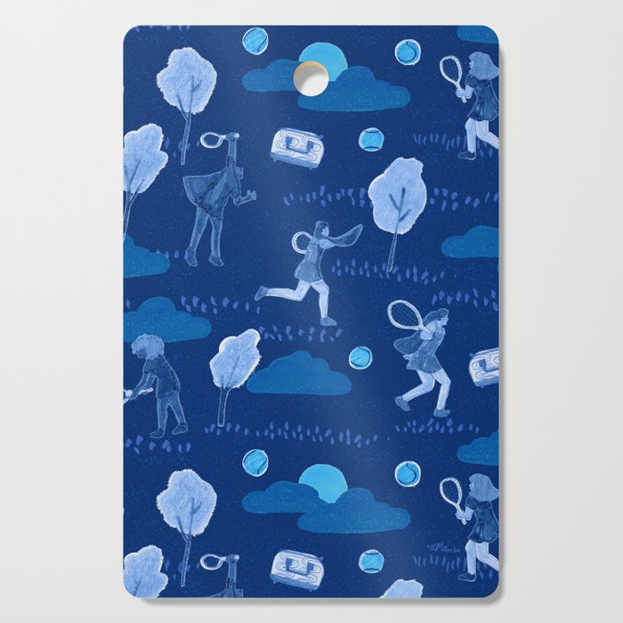Let's Play Tennis in Navy Blue Cutting Board Gallery Image 1