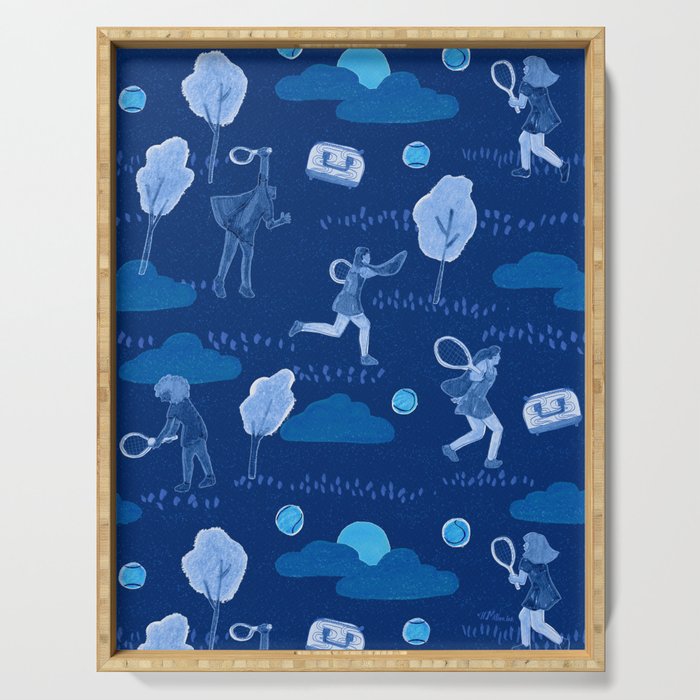 Let's Play Tennis in Navy Blue Serving Tray Gallery Image 1