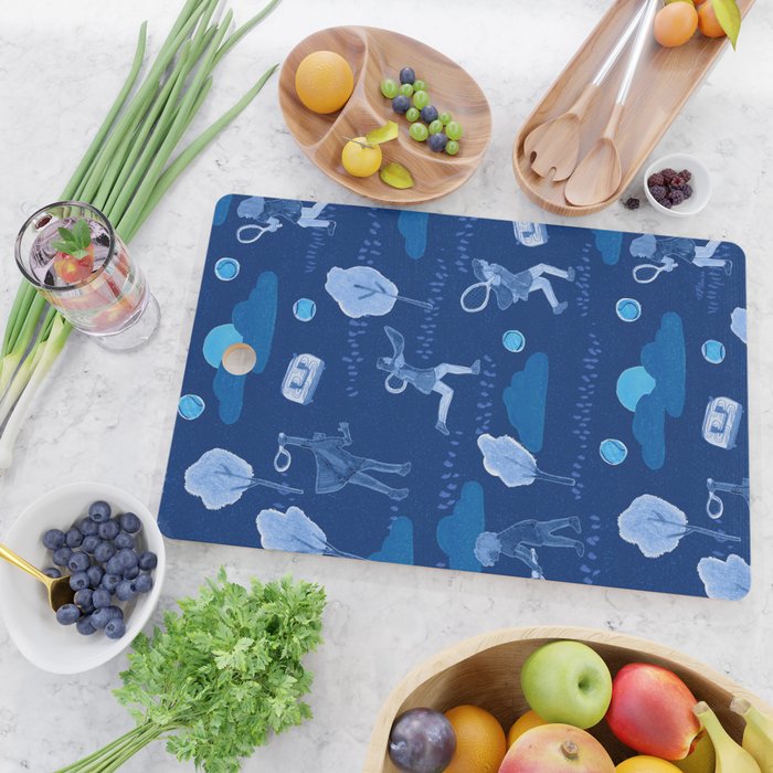 Let's Play Tennis in Navy Blue Cutting Board Gallery Image 2
