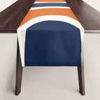 Abstract Shapes 14 in Orange and Navy Blue (Rainbow and Moon Phases Abstraction) Table Runner Gallery Image 1