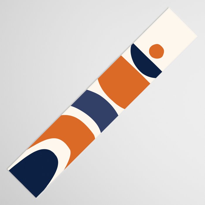 Abstract Shapes 14 in Orange and Navy Blue (Rainbow and Moon Phases Abstraction) Table Runner Gallery Image 3