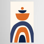 Abstract Shapes 14 in Orange and Navy Blue (Rainbow and Moon Phases Abstraction) Tablecloth Gallery Image 2
