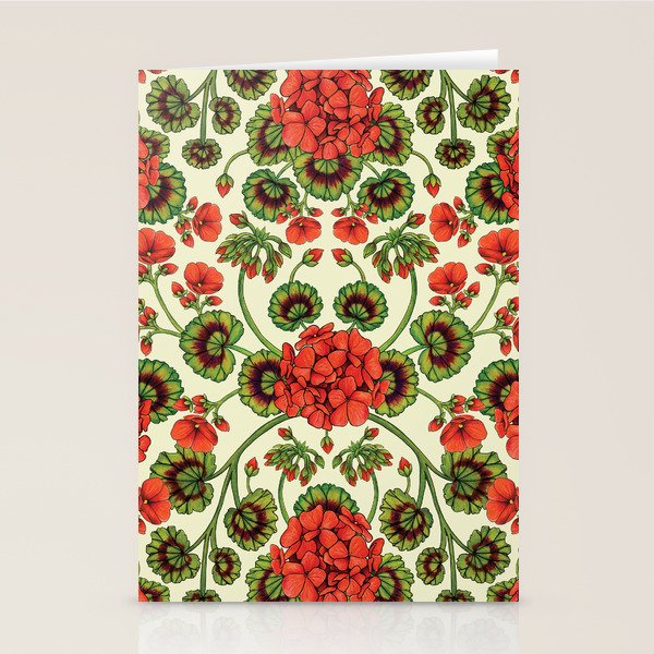 Red Geraniums -  Vintage-Inspired Floral Pattern For Spring Stationery Card Gallery Image 2
