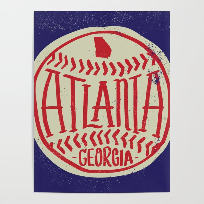 Atlanta Georgia Baseball - Hand Drawn, Script Typography Poster Gallery Image 4