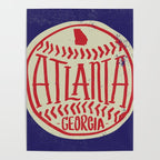 Atlanta Georgia Baseball - Hand Drawn, Script Typography Poster Gallery Image 4